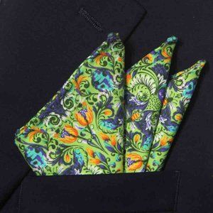Hand Sewn Handmade Rolled Hem Pocket Square Cotton Multicolor Men's